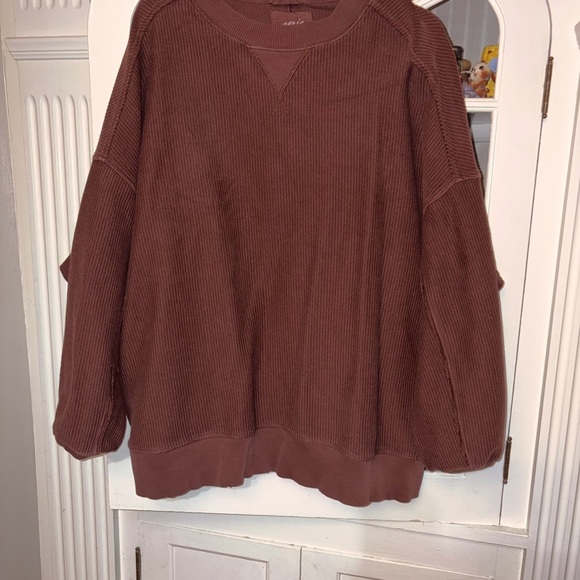 Aerie Chocolate Ribbed Knit Sweater - Picture 2 of 5